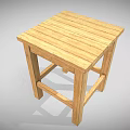 Simple Solid Wood Square Stool Furniture With Natural Finish And Stable Legs