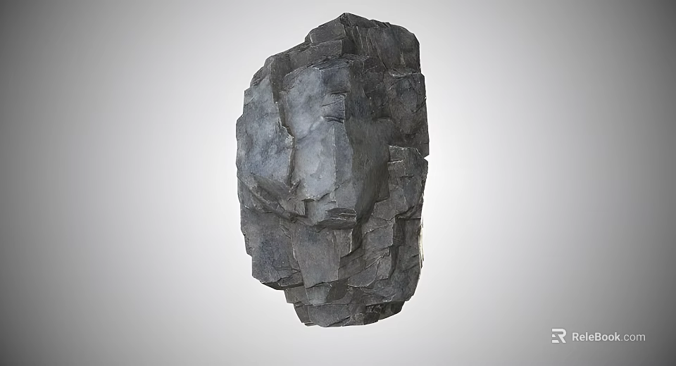 Gray Stone With Natural Textured Surface Paired With Smooth Solid Wood Accents 3d model 