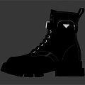Black Lace Up Boots With Platform Sole And Metal Buckles Fashionable Design