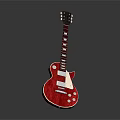 Red Electric Guitar With Black Neck And White Accents For Home Living