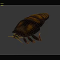 3D Rendered Ancient Armored Animal With Segmented Orange Brown Black Shell Red Legs