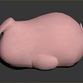 Soft Pink Pig Plush Toy With Chubby Round Lying Down Design 3d model