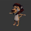 3D Cartoon Lion Character With Red Mane Standing And Open Arms Friendly Pose