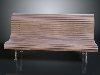 Simple Wooden Bench With Striped Design And Metal Legs For Indoor Use 3d model