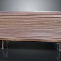 Simple Wooden Bench With Striped Design And Metal Legs For Indoor Use