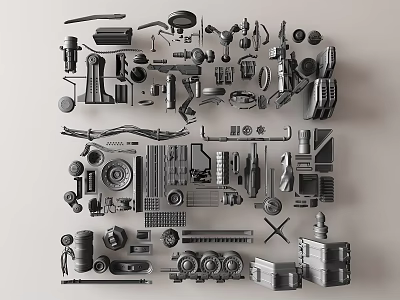 Assorted Hardware Tools Collection Including Wrenches Screwdrivers Hammers Pliers Drills Bolts Nuts And Toolboxes 3d model