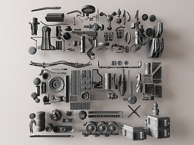 Modern mechanical parts and equipment model