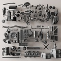 Modern mechanical parts and equipment 3d model