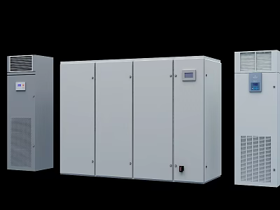 Commercial Industrial HVAC Units With Digital Control Panels And Ventilation Grilles 3d model