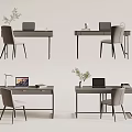 Modern Home Office Desk Setup With Laptop Chair Plant And Desk Lamp