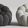 Modern Sectional Sofa With Round Plush Design Soft Velvet Upholstery And Neutral Color Tones