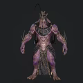 Mythical Fantasy Creature Character With Purple Skin Ornate Armor Intricate Patterns And Spiked Limbs 3d model