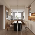 Modern Living and Dining Room Interior With Marble Table Chairs Sofa And Decorative Plant