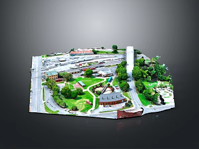 Scenic Urban Landscape with Green Parks Trees Buildings and Winding Roads 3d model