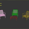 Modern Table and Chair Set with Three Chairs and Grid Top Table in Simple Style