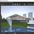 Modern Architectural Structure By Water With Natural Scenery And Cityscape