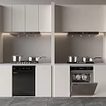 Sleek Modern Kitchen Interior With White Cabinets Range Hood Dishwasher And Cooktop