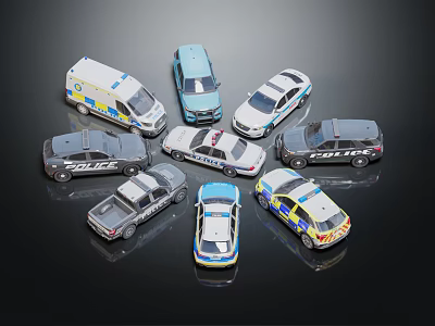 Various Police Car Models With Different Designs And Styles On 3d model