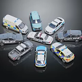 Various Police Car Models With Different Designs And Styles On 3d model