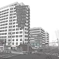 Cartoon City Street Scene With Collapsed Buildings And Broken Pavement