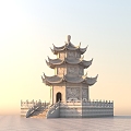 Chinese-style tower stone tower 3d model