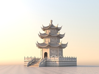 Chinese-style tower stone tower 3d model