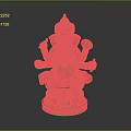 Silver Ganesha Statue In Sitting Posture With Detailed Design And Ornate Base