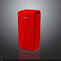 Red Vintage Style Refrigerator With Classic Design And Retro Appearance