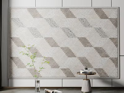 Square Rug With Diamond Pattern In Neutral Gray And Brown For Indoor Living Space 3d model