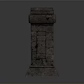 Ancient Stone Tower Structure With Carved Brick Design And Decorative Door 3d model