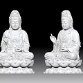 Detailed White Guanyin Sculptures With Lotus Bases And Intricate Carvings