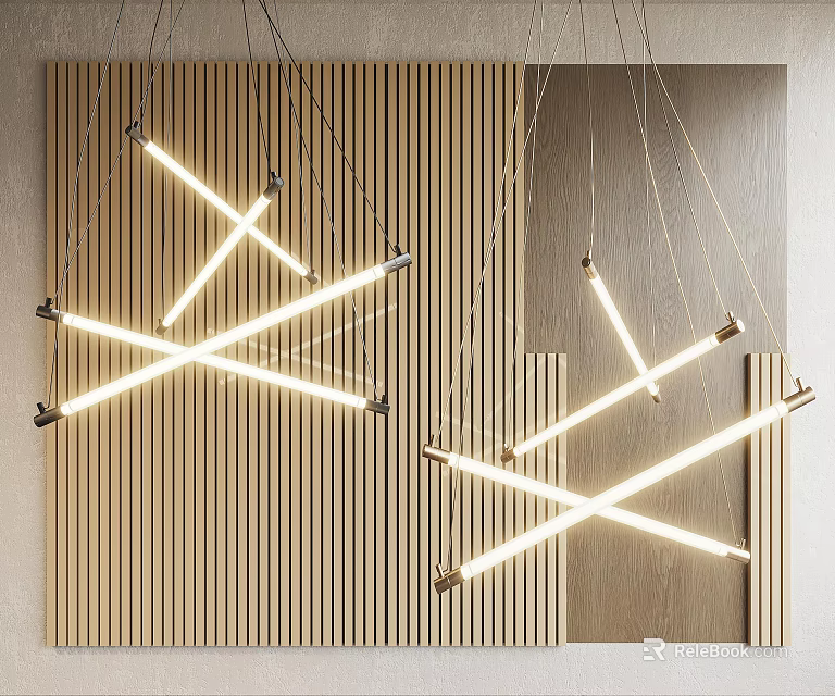 Modern Geometric Cross Pendant Lights For Living Room With Metal Frame And Warm Glow 3d model 
