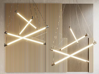 Modern Geometric Cross Pendant Lights For Living Room With Metal Frame And Warm Glow 3d model