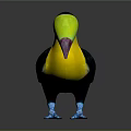 Tropical Toucan Bird with Vibrant Green Beak Yellow Chest Black Feathers and Blue Feet