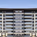 Modern Multi Story Residential Building With Uniform Windows Symmetrical Design And Gray Exterior