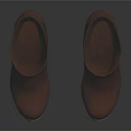Stylish Brown Leather Boots With Ruched Shaft And Wedge Heel Design