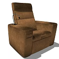 Brown Leather Single Sofa With Comfortable Armrest And Modern Design 3d model
