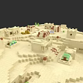 Desert Style Garden Landscape With White Buildings Green Plants And Paths
