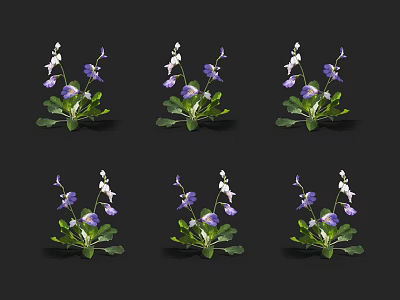 Vibrant Flower Arrangement Featuring Purple White Flowers And Fresh Green Leaves 3d model