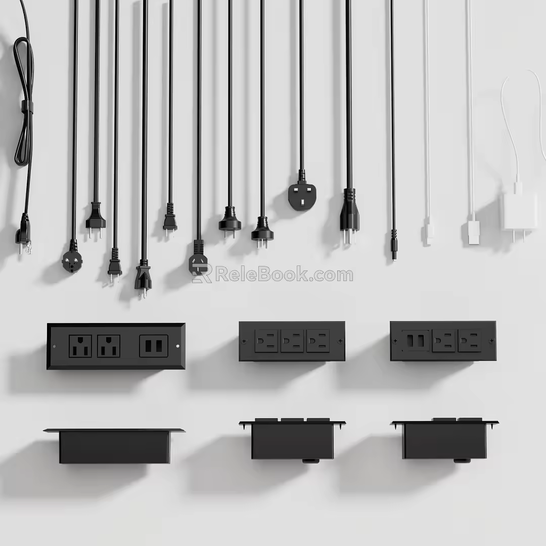 Plug-in plug Apple data cable charger Apple charger plug-in combination plug combination three plugs all kinds of plugs all kinds of plug-in 3d model