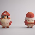 Cute Chicken Plush Toy With Red Hat Front And Back Views 3d model