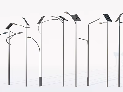 Outdoor Lights With Various Modern Designs And Solar Panels For Outdoor Use 3d model