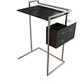 Iron Art Table With Black Tabletop Iron Frame And Side Storage Compartment