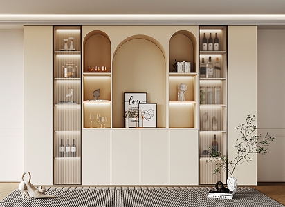 Modern Wine Cabinet Cream Wine Cabinet 3d model