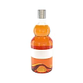 Fresh Orange Juice in Rounded Glass Bottle with Silver Cap and White Label