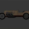 Vintage Copper Colored Race Car With Open Cockpit Red Seat And Exposed Engine