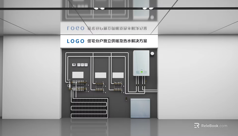 Smart Individual Heating Energy Saving Hot Water Solution Equipment Display in Mall Store 3d model 