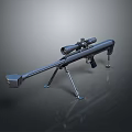 Tactical Black Sniper Rifle With High Power Scope And Bipod Support System 3d model