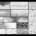 Abstract Black and White Design Textures with Wave Dot Grid and Mountain Patterns 3d model