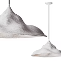 Textured White Pendant Lights with Mountain Inspired Shapes Hanging in Pair